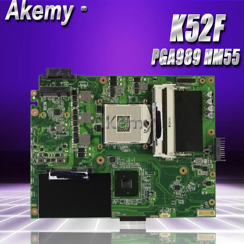 Akemy K52F محمول اللوحة الأم ل ASUS K52F X52N A52F K52 اختبار اللوحة الأصلية PGA989 HM55 Akemy K52F محمول اللوحة الأم ل ASUS K52F X52N A52F K52 اختبار اللوحة الأصلية PGA989 HM55