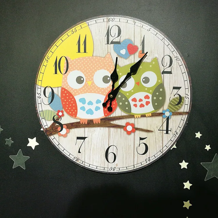 Cartoon Owl Decorative Wall Clock Modern Design Fashion Silent Meeting