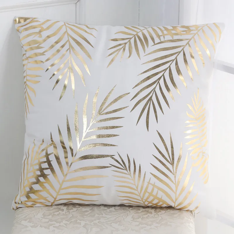 Bronzing Cushion Cover Gold Printed Throw Pillow Cover Decorative Pillow Case Sofa Seat Car Pillowcase Soft Cotton Linen