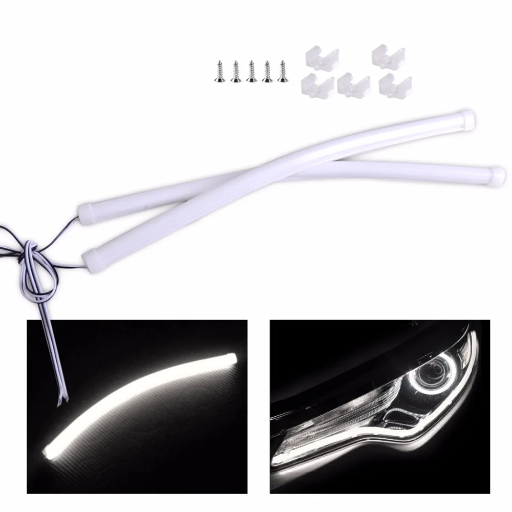 

2pc/kit New Car 30CM LED Strip Motorcycle Flexible 12V 12W DRL Daytime Running Turn Signal Tear Strip Light Soft White Tube Lamp