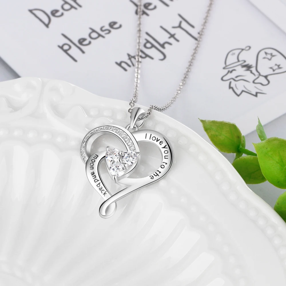 &quotI Love You To the Moon and Back&quot 925 пробы Серебряное ожерелье с подвеской в виде сердца