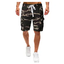 Летние камуфляжные натуральный хлопок Удобная брендовая одежда для мужчин свободные спортивные брюки с карманами шнурок Короткие 4,18