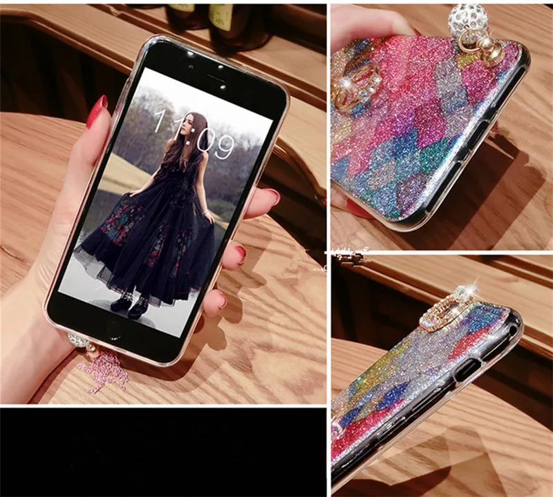 LaMaDiaa для iphone 11 Pro MAX 6 6S 7 8 Plus X XS XR роскошный блестящий кулон со стразами и кольцом