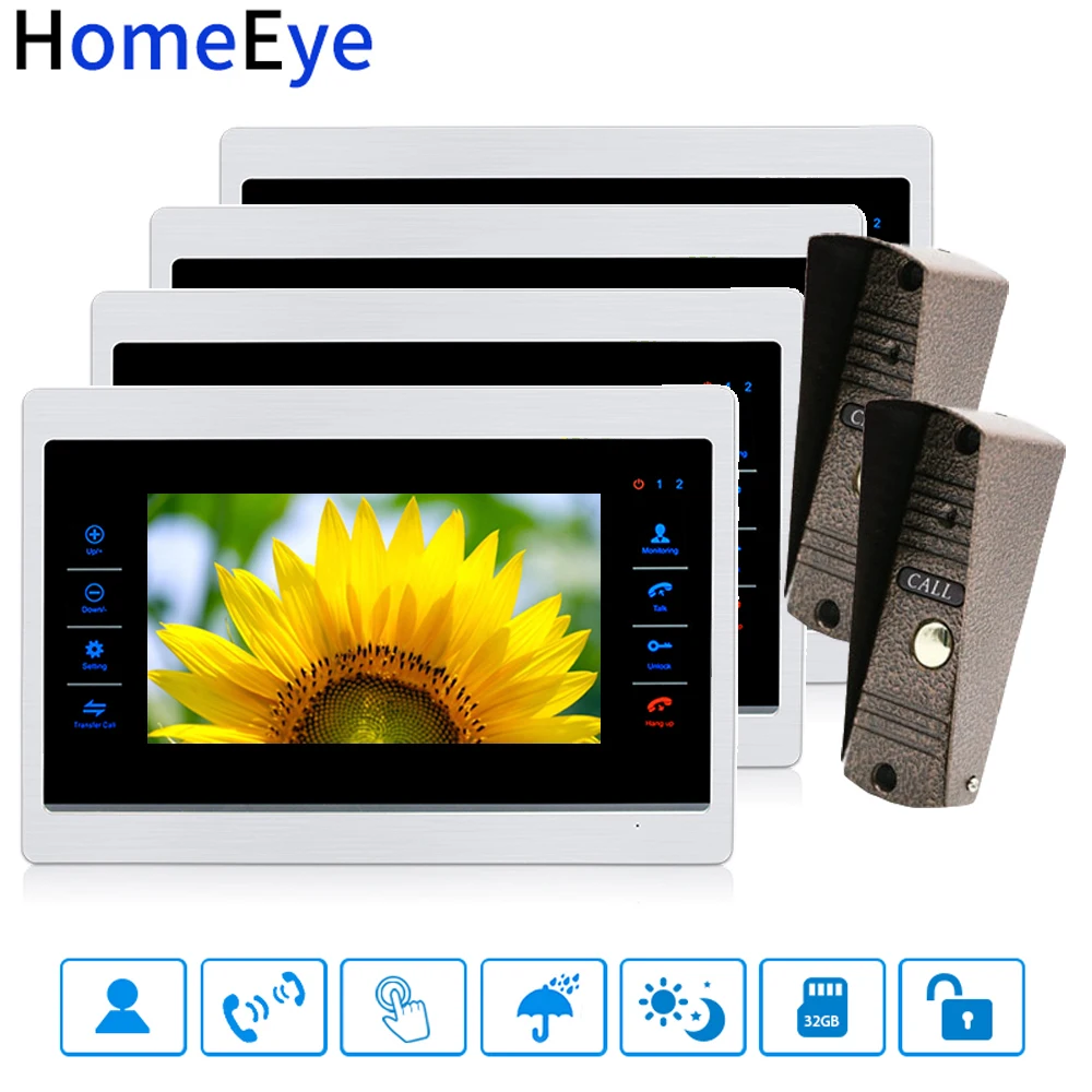 

HomeEye Video Doorbell Video Door Phone Intercom Motion Detection Voice Message Russian Menu/Manual Touch Button Video Record