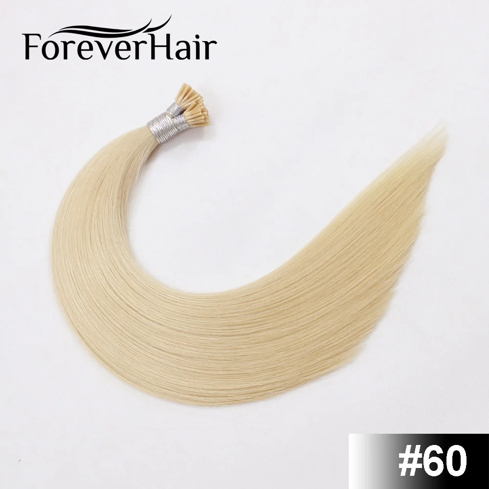 FOREVER HAIR 1 г/локон 1" 18" 2" 24" Настоящие Remy Предварительно скрепленные человеческие волосы для наращивания кератин I Tip прямые человеческие волосы на капсуле 50 г/pac - Цвет: #60