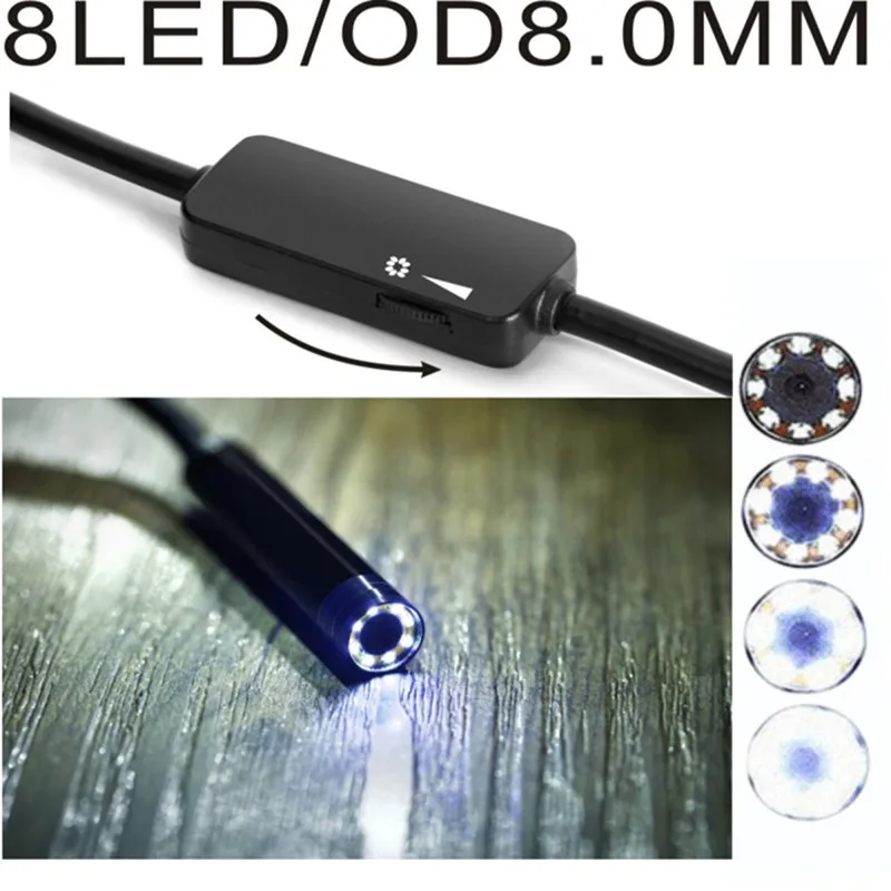 

JCWHCAM Lens 8mm 1200P 8 Led Wifi Usb Endoscope Inspection Borescope Snake Video Flexible Camera For IOS Android Car Detect