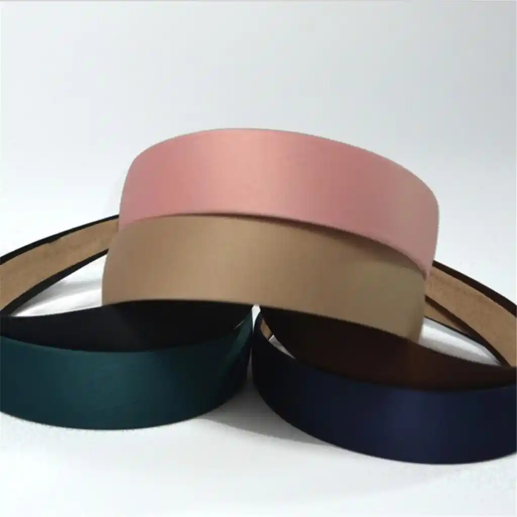1x Lady Wide 3cm Solid Color Lace Plain Satin Fabric Covered Hoop Head Band US