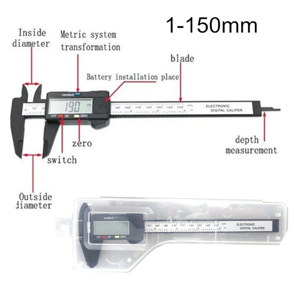 New Digital Vernier Caliper Gauge Micrometer 1 150mm 0.1mm Black Carbon