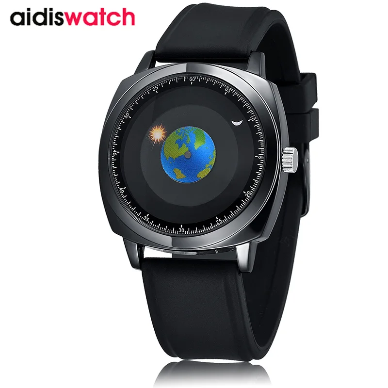 

Fashion Personality Creative Rotation Earth Watch reloj mujer Silicone Leather Quartz Sport Watches Men Women Watch montre femme