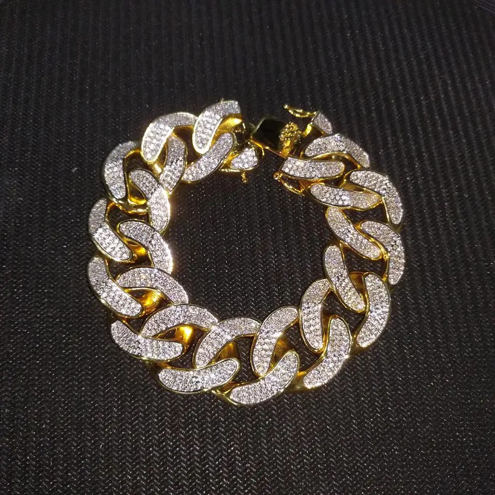VANAXIN, 925 пробы, серебряное ожерелье и браслеты, ювелирный набор в стиле панк для мужчин, Большое тяжелое ожерелье, AAA, Iced CZ, побрякушки, побрякушка в стиле хип-хоп