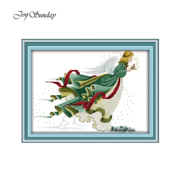 

Printed Cross Stitch Kits Joy Sunday Angel of Light Counted 11CT 14CT DMC Embroidery Floss Water Soluble Canvas Needlework Set