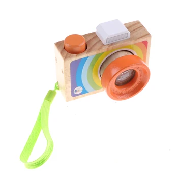 

Children Kids Simulation Wooden Camera Educational Learning Toys Multicolor Kaleidoscope Magic Camera Classic Toy 9.5*7*5.5 CM