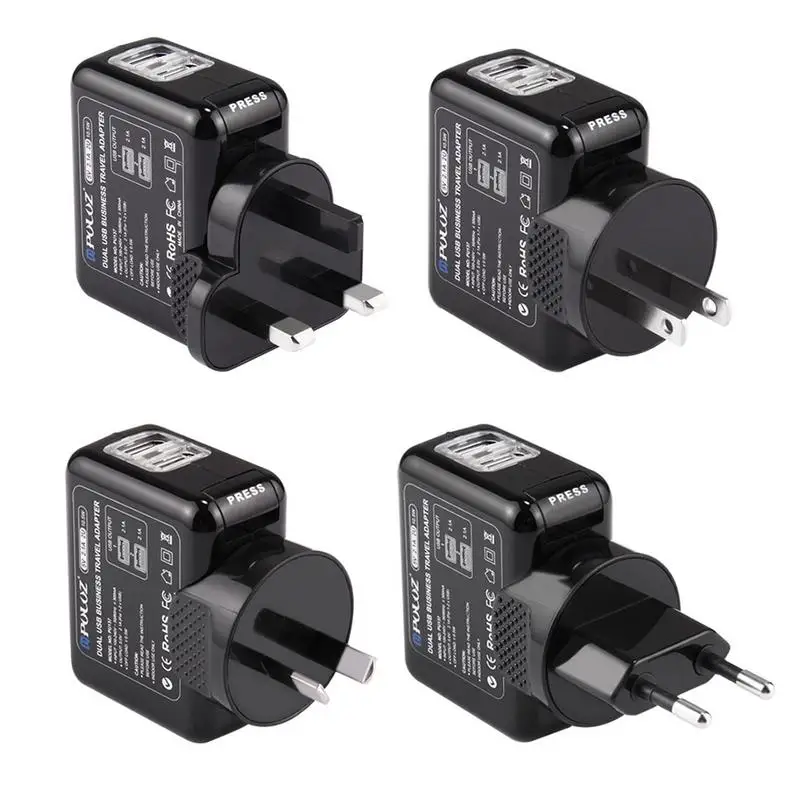 Для PULUZ 2 порта USB четырехв-1 Мультиадаптер дорожная зарядка настеная AC UK/EU/US/AU вилка для телефонов SLR камера