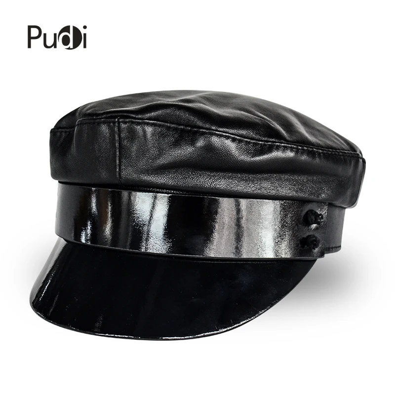 Женская шапка в стиле милитари Pudi Шляпка из натуральной кожи для студентов и