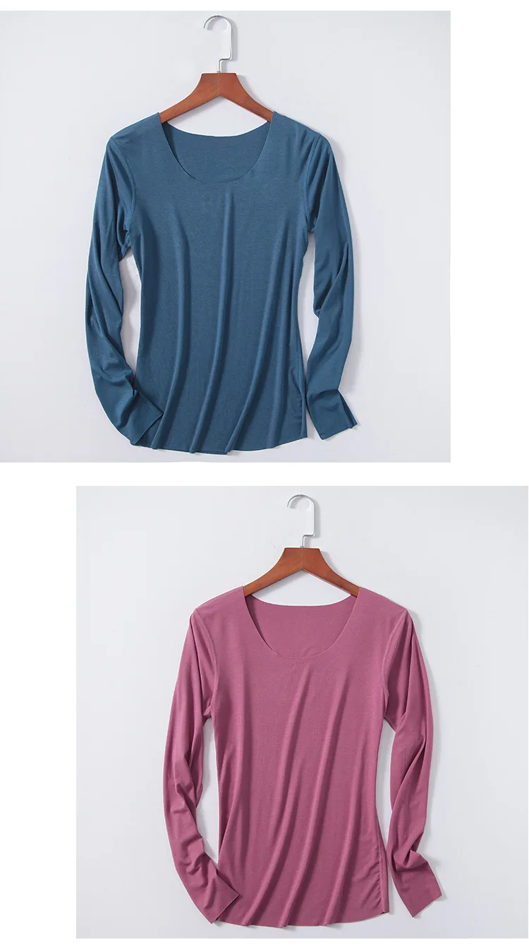 Базовые вискозные Топы с длинным рукавом для женщин, короткая многослойная рубашка, базовый топ, незавершенный, осень
