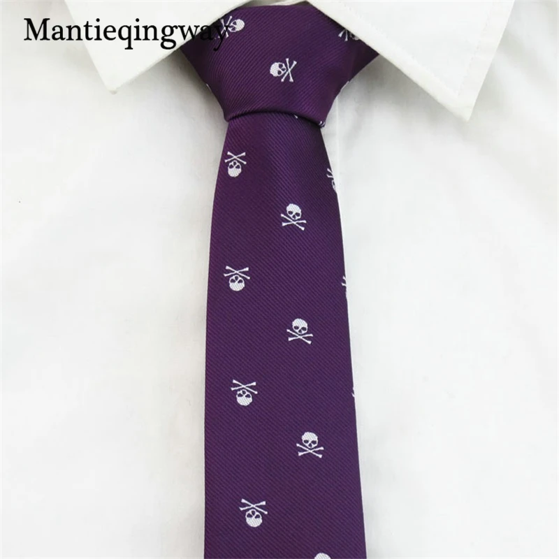 04 Mantieqingway 6 см череп шаблон Галстуки для мужских костюмов галстук из полиэстера для жениха Gravatas тонкий шейный галстук платье с поясом - Цвет: 04