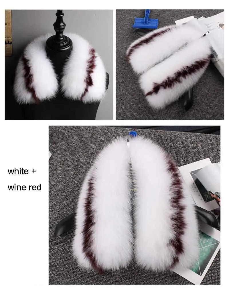 fox fur collar white+ wine red