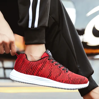 

Shoes Men Summer Fly Weave Mesh Breathable Casual Shoes Men Fashionable Lace Up Large Size 39-48 Walking Shoes Sneakers