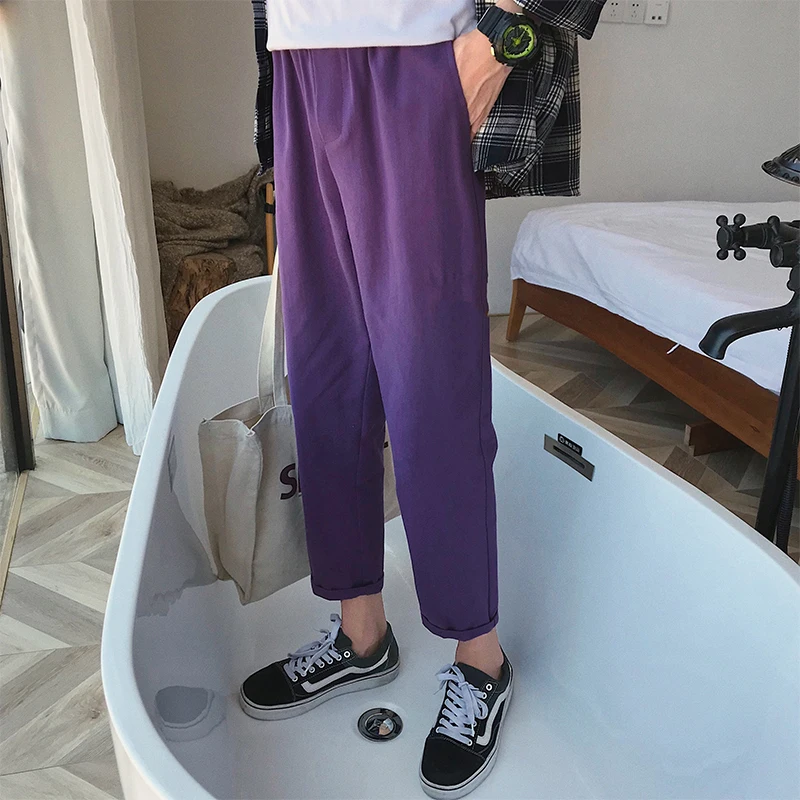 Fashion Casual Men's Straight Pants Spring And Autumn NewM-2XL Solid Color Loose Nine Pants Three Color PersonalityYouth Popular