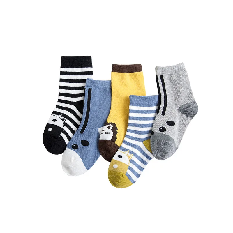 5 пар/лот, Детские хлопковые носки Kawaii на осень и зиму, модные теплые спортивные носки с мультипликационным принтом для мальчиков и девочек, подарки для детей, CN