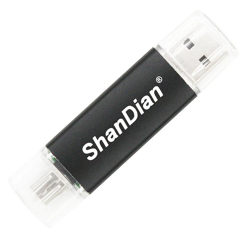 SHANDAIAN, мини USB флеш-накопитель, OTG, смартфон, флешка, 64 ГБ, 8 ГБ, 16 ГБ, 32 ГБ, 4USB флешка, планшет, ПК, флешка, USB внешний накопитель - Цвет: Black