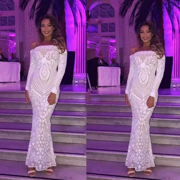 

wholesale New dresses Black and White Long sleeve Slash neck Fashion casual celebrity cocktail Party Dress(L2713)