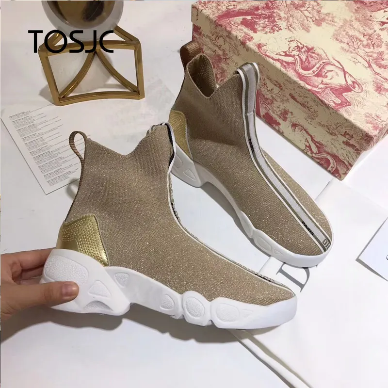 Autumn trendy men's and women's leisure sports shoes, socks stretch shoes