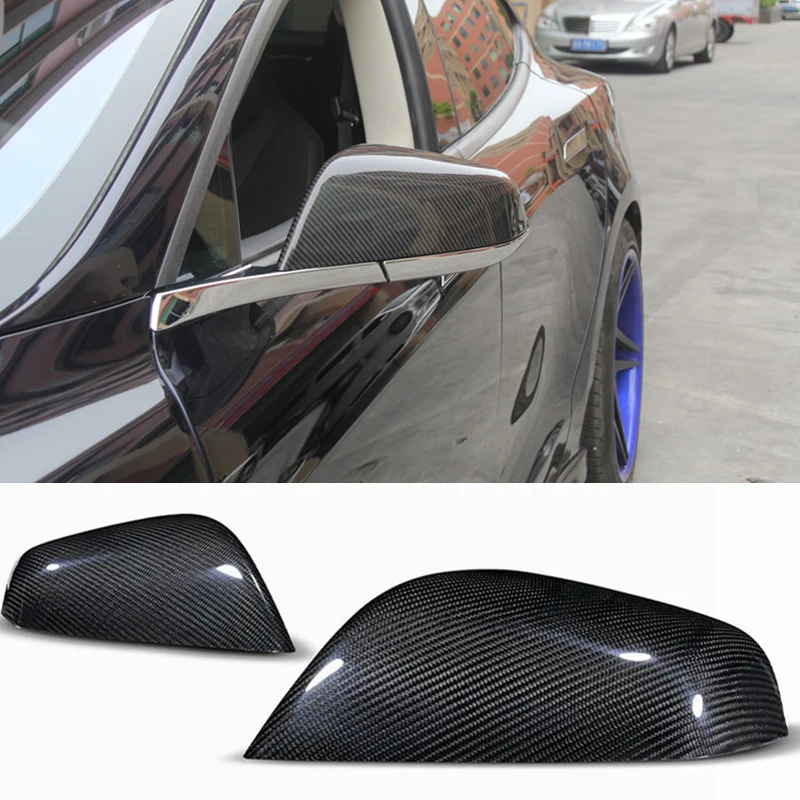 

Carbon fiber Car Door Rear View Mirror Covers Stickers Car-styling Decoration For TESLA MODEL 3 S X Auto Accessories