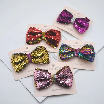 

Boutique ins 10pcs Fashion Sole Mermaid Changeable Double-Side Glitter Sequin Bow Hairpins Bowknot Hair Clips Princess Headware