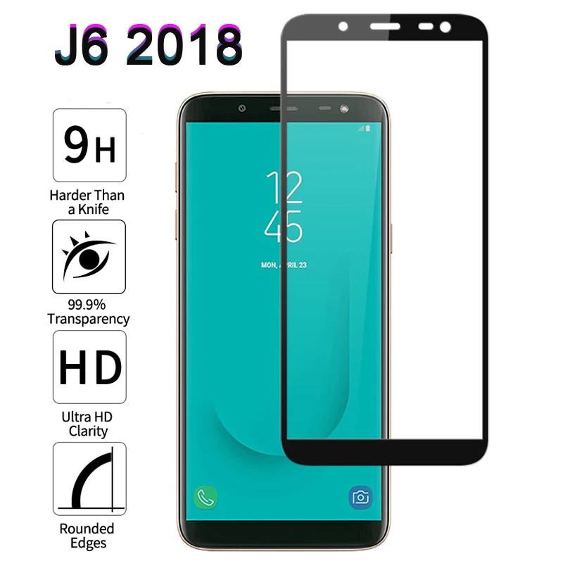

Protective Glass For Samsung Galaxy J6 J 6 2018 Full Cover Screen Protector Case For Samsung J6 plus 2018 J600F Tempered Glass