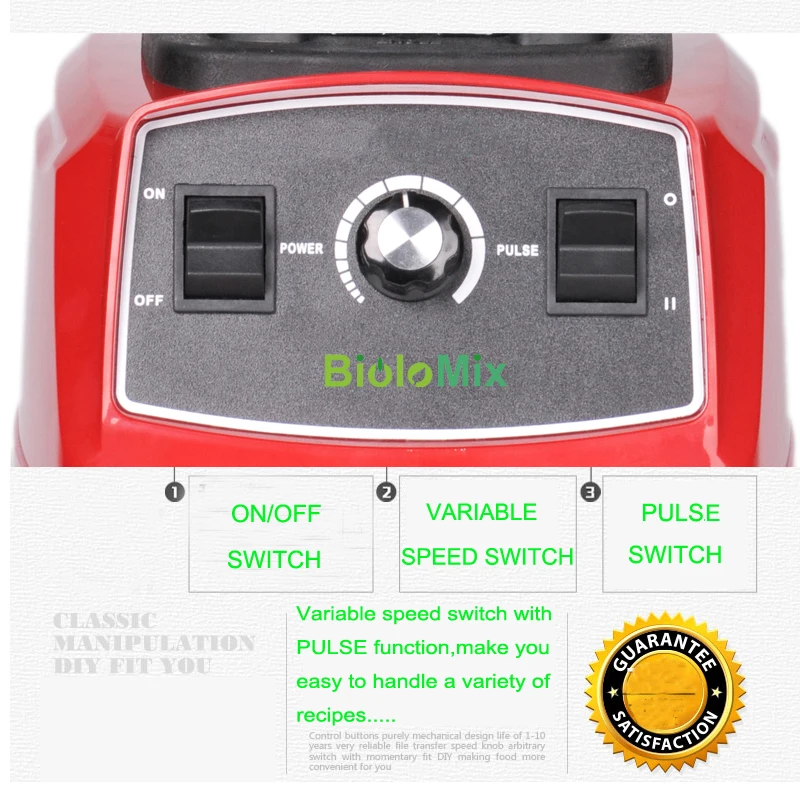 BPA бесплатно 3HP 2200 Вт Сверхмощный коммерческий блендер, миксер, соковыжималка, мощный кухонный комбайн, Миксер для льда, смузи, бар, блендер для фруктов