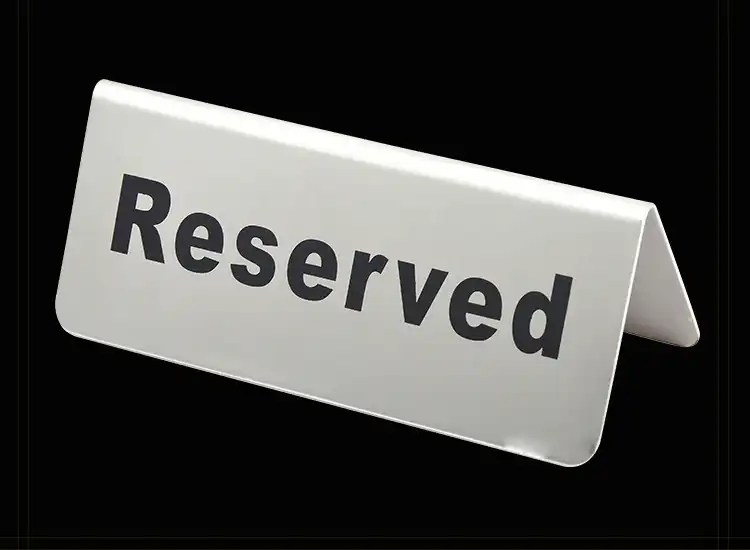 Table Top Reserved Plate Stand Desk Seating Sign Rack Warning