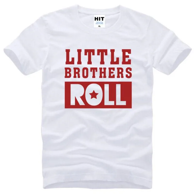 Рулонная креативная Мужская футболка с надписью &quotLittle Brothers&quot летняя стильная