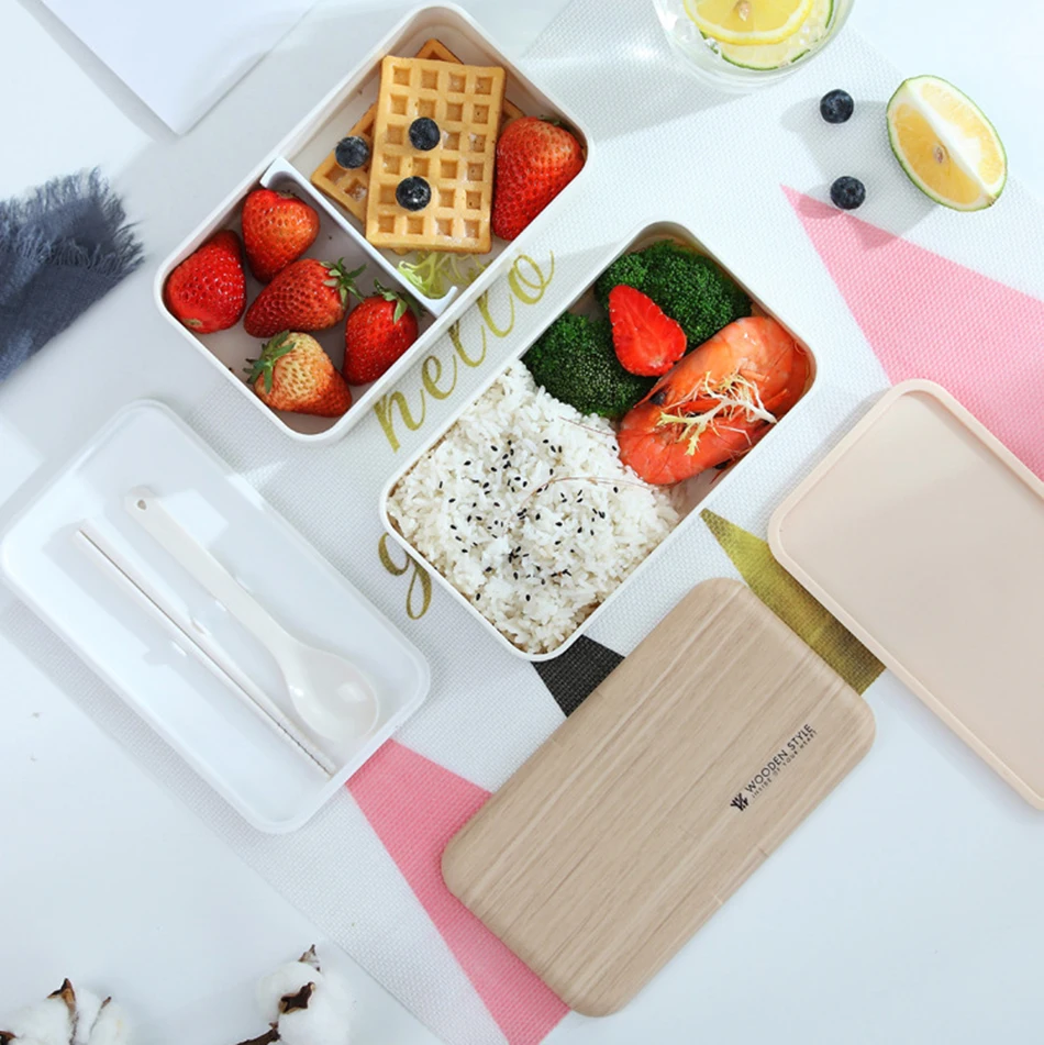 Double Layer Lunchbox with Spoon and Bag