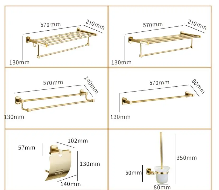 Набор аксессуаров для ванной комнаты, латунный материал, золотые комплекты для ванной, вешалка для полотенец, держатель для бумаги, держатель для туалетной щетки, держатель для полотенец, крючки
