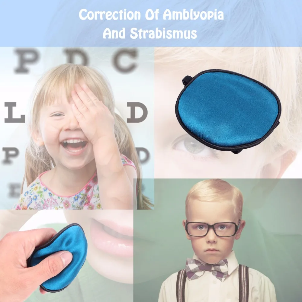 Elastic Silk Eye Patch For Children Amblyopia Obscure Astigmatism Training Strabismus Correction Blue (4)