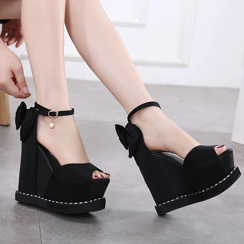 

2019 Women Crystal 13.5cm High Heels Wedges Sandals Prom Party 6.5cm Platform Fetish Slides Slippers Luxury Design Shoes YHC-90