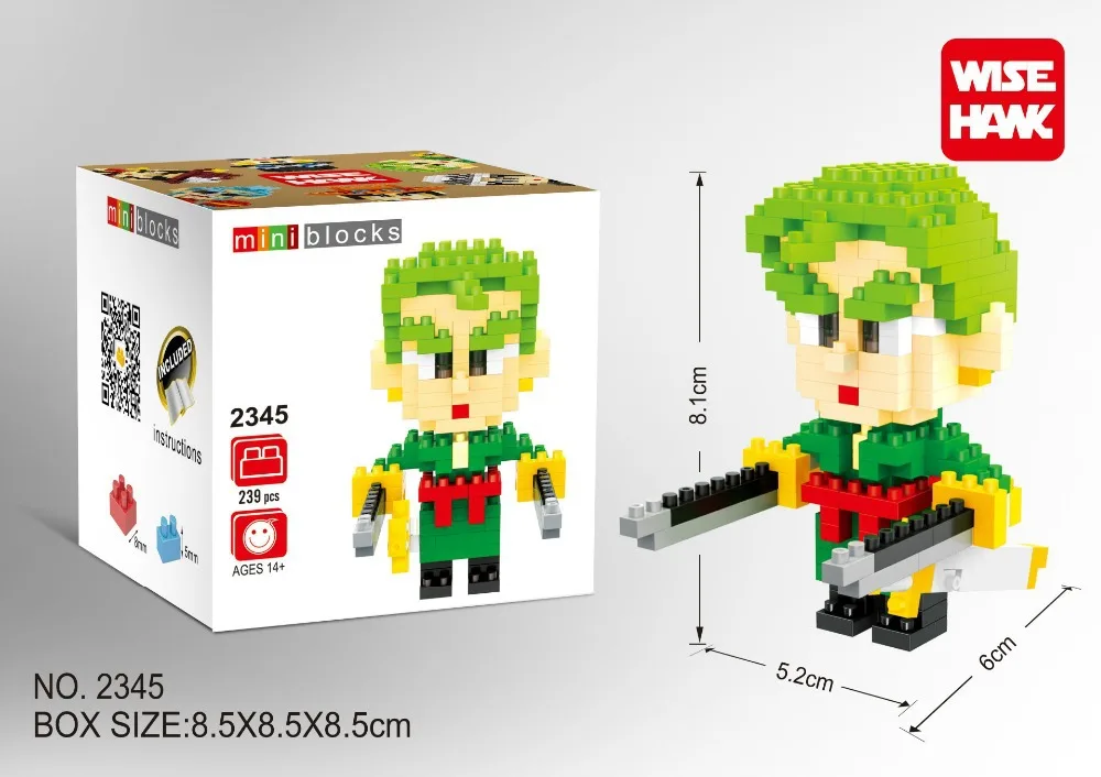 Wisehawk One Piece Blocks Cute Mini Blocks Cartoon...