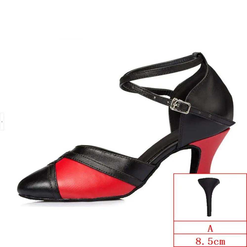 HXYOO/женские туфли для латиноамериканских танцев; мягкая сатиновая подошва; красные и черные туфли для бальных танцев; женские кроссовки; JYG424/805 - Цвет: Color1-A