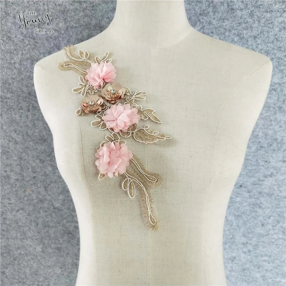 

Exquisite Lace Fabric Sewing accessories Crochet Flower Embroidered Lace Collar Trim Garment DIY Lace Neckline Sewing Applique