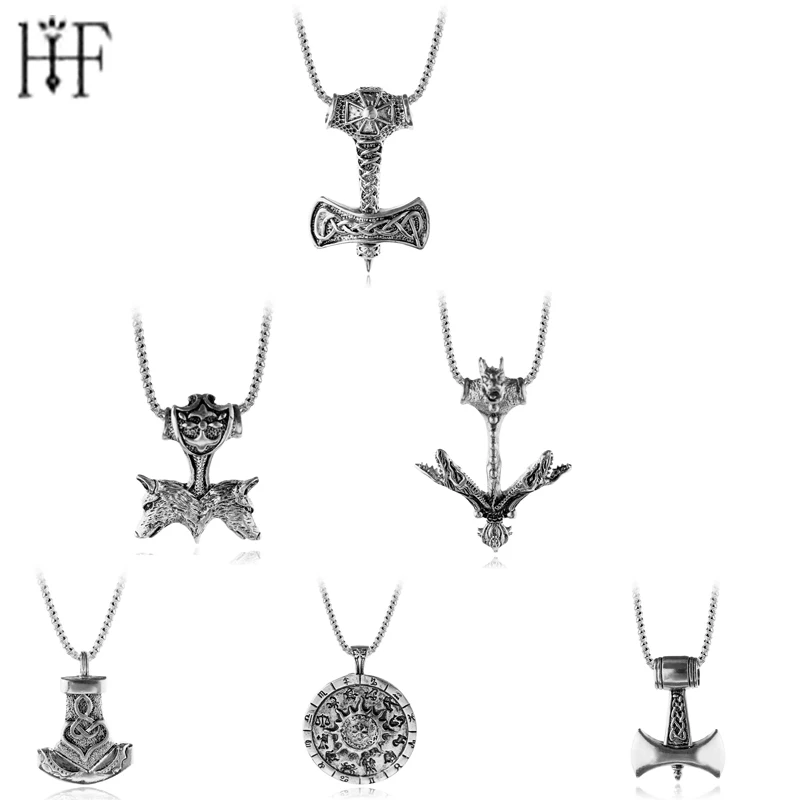 

dropshipping viking wolf jewelry THORS HAMMER Pendant THOR Necklace Viking Mjolnir Norse Axe Pendant Necklace vintage necklace