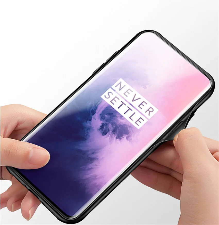 Роскошный чехол из закаленного стекла для OnePlus 7 Pro TPU стекло с мягкими краями чехол для OnePlus 7 Pro Чехол Aixuan