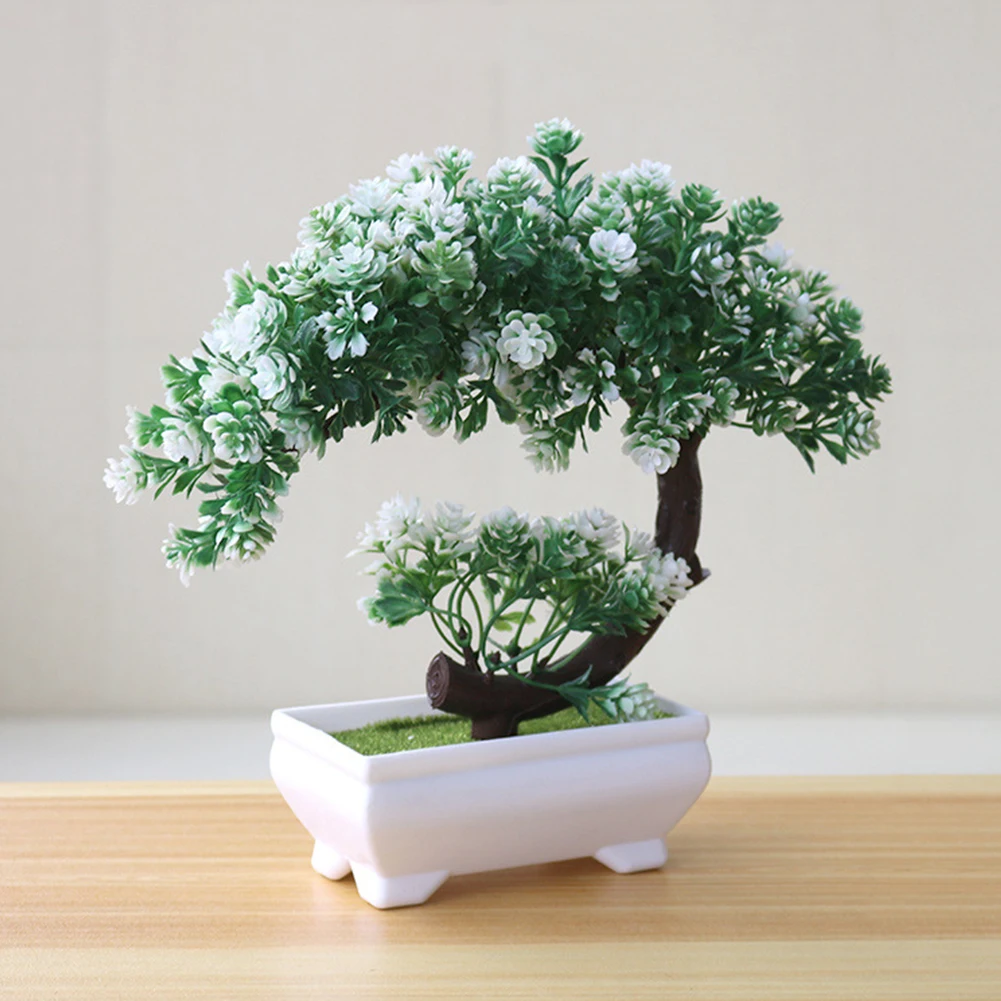 

Home Decor Plastic Flowers Small Potted Hotel Artificial Ornaments Fake Tree Pot Simulation Plant Bonsai Table Garden