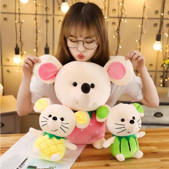 

Cute Cartoon Fruit Mouse In Watermelon Strawberry Pineapple Plush Toy Soft Stuffed Pillow Doll for Kids Children Girls Gift
