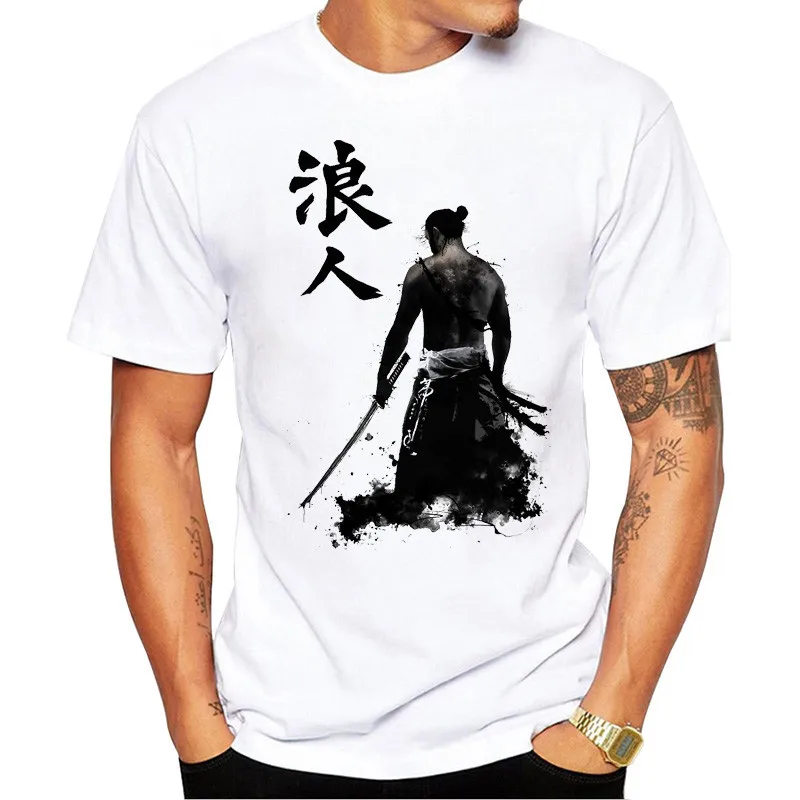 

Fashion T shirt Men Japan Armored Samurai Printed Casual Men T Shirt Short Sleeve Popular Design Tops Hipster printing Tees
