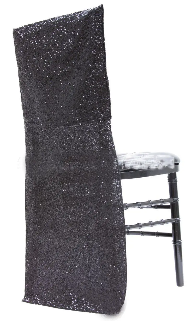 1 шт. блесток украшения ткани розового золота стульев полная стул Румяна блестками для банкета Свадебная вечеринка Декор - Цвет: Black