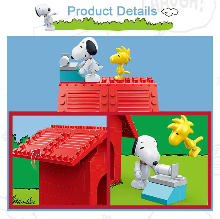 BanBao Горячие IP Snoopy арахис дом техника город Playmobil Juguetes пластиковые строительные блоки, игрушки развивающие модели DIY Кирпичи