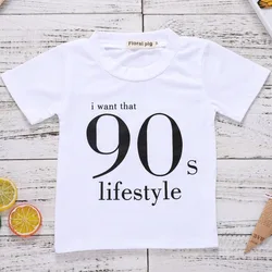 2018 Moda Camiseta Blanca Niños Quiero Que los Años 90 Estilo de Vida Carta Imprimir Niños Camiseta de Manga Corta Bebé Niña Tops de Verano Camiseta Unisex 2018 Moda Camiseta Blanca Niños Quiero Que los Años 90 Estilo de Vida Carta Imprimir Niños Camiseta de Manga Corta Bebé Niña Tops de Verano Camiseta Unisex