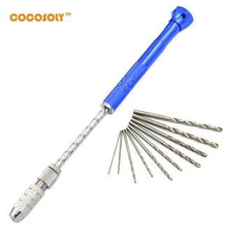 

Spiral Hand Drill Semi Automatic Pin Vise keyless Chuck Jewelry Walnut Manual Drilling Hole Carving 10pc Twist Drill Bits Set