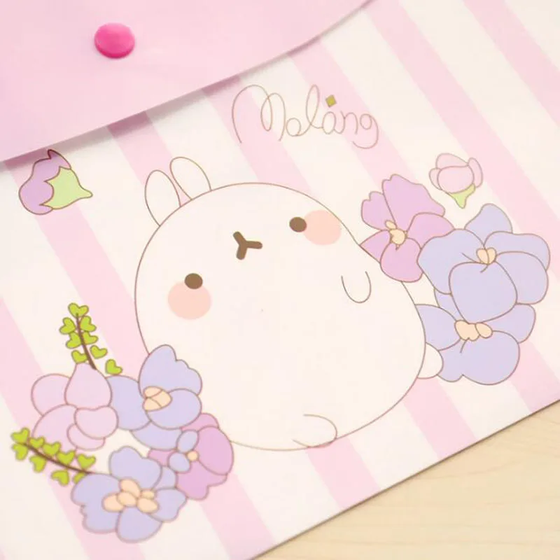 

1pc Kawaii Girl Snaps File Bag Data Storage Bag Pencil Case Student Office Stationery Waterproof And Dustproof Document Folder